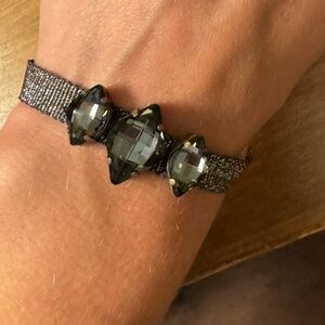 Gray / black jewel tone bracelet with adjustable clasp